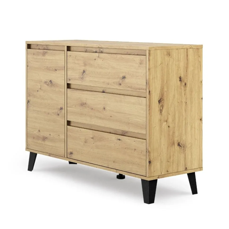 Komoda z szufladami i szafką, dąb artisan BORG