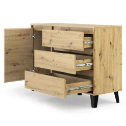 Komoda z szufladami i szafką, dąb artisan BORG