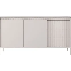 Komoda z szufladami ryflowana szeroka Senso 2d3s beżowa