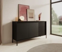 Komoda z szufladami ryflowana szeroka Senso 2d3s czarna