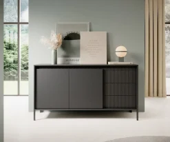 Komoda z szufladami ryflowana szeroka Senso 2d3s czarna