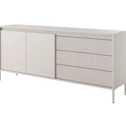 Komoda z szufladami ryflowana 187 cm szeroka Senso 2d3s beżowa