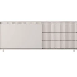 Komoda z szufladami ryflowana 187 cm szeroka Senso 2d3s beżowa