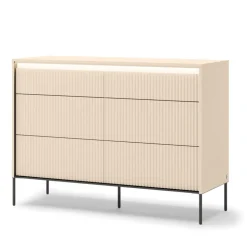 Komoda z szufladmi do sypialni Lenart TREND TS-06 Beż piaskowy + czarny