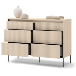 Komoda z szufladmi do sypialni Lenart TREND TS-06 Beż piaskowy + czarny