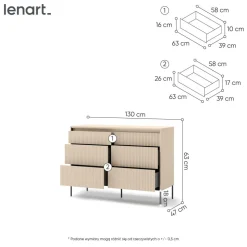 Komoda z szufladmi do sypialni Lenart TREND TS-06 Beż piaskowy + czarny