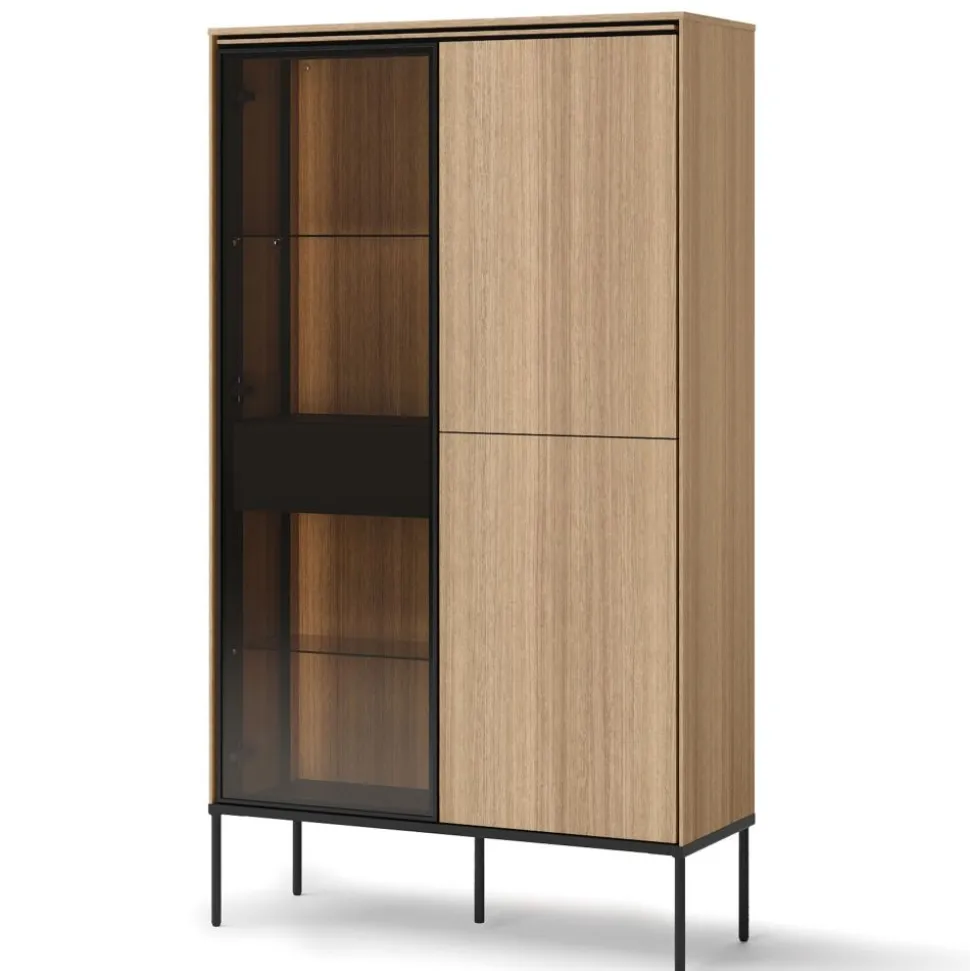Komoda z witryną Lenart VISSO VI-01 dąb linearny
