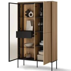 Komoda z witryną Lenart VISSO VI-01 dąb linearny