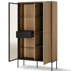 Komoda z witryną Lenart VISSO VI-01 dąb linearny