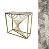 Konsola Gold Fala 90/25/82cm z blatem z żywicy epoksydowej industrialna metalowa