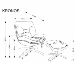 KRONOS fotel z podnóżkiem, beżowy / wielobarwny (1p=1szt)1 sztuka