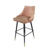Krzesło barowe Barstool pikowane miękkim złotym welurem z czarnymi nóżkami 52/53/103 cm