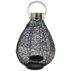 Lampion czarny metalowy z siateczki ze srebrnym uchwytem PV-118158