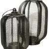 Lampion metalowy tarasowy z rączką w kolorze ciemnobrązowym 36 cm