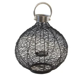 Lampion metalowy unikalny z poręcznym srebrnym uchwytem 25 cm