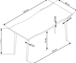 LARSON stół, blat - naturalny, nogi - czarny (2p=1szt)1 sztuka