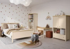 Lenart łóżko z materacem 120cm Story SO-17 beż piaskowy/dąb vincenza bielona