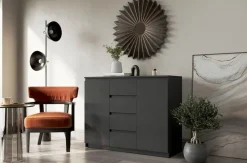 Lenart komoda Idea ID-04 czarna w stylu nowoczesnym