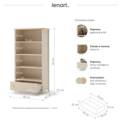 Lenart regał Story SO-02 beż piaskowy/dąb vincenza bielona