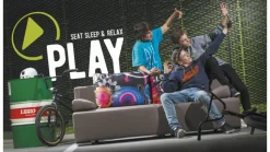 Libro sofa Play Lux Euro 3FBA, kolorowe poduchy