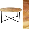 Loftowy stolik kawowy 50/90/90 cm z brązowo-pomarańczową żywicą epoksydową na czarnym metalowym stelażu