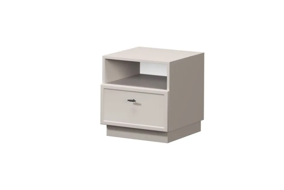LORINI SZAFKA NOCNA 45 1SZ - cashmere / T-bar czarny / cokół