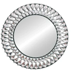 Lustro Marsylia glamour 80cm czarne okrągłe w dekoracyjnej ramie z kryształkami w kształcie łez
