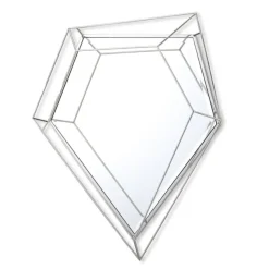 Lustro Massei I 92/105cm o nieregularnym wielokątnym kształcie ze srebrną metalową ramą