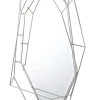 Lustro Massei II 78/127cm o nieregularnym wielokątnym kształcie ze srebrną metalową ramą