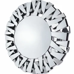 Lustro Ness 100cm glamour okrągłe w dekoracyjnej ramie z lustrzanych fragmentów ustawionych pod kątami