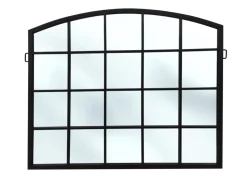 Lustro New York 76/90cm w stylu loft okienne z czarnymi szprosami i stalową ramą