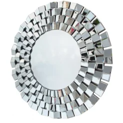 Lustro okrągłe Eris 100cm w stylu glamour w lustrzanej ramie
