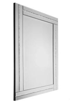 Lustro prostokątne Ariana glamour 60/90cm w klasycznej lustrzanej ramie wysadzanej drobnymi kryształkami