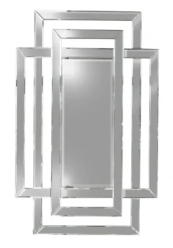 Lustro prostokątne Zita 80/120cm w stylu glamour z ramą w kształcie przeplatających się lustrzanych prostokątów