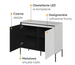 Mała komoda ryflowana  Lenart Trend TR-02 biała