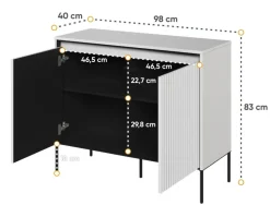 Mała komoda ryflowana  Lenart Trend TR-02 biała