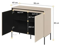 Mała komoda ryflowana  Lenart Trend TR-02 beż piaskowy
