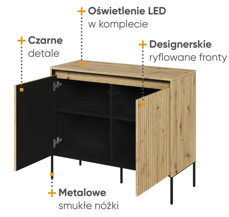 Mała komoda z lamelami Lenart Trend TR-02 dąb artisan