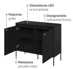 Mała komoda z lamelami Lenart Trend TR-02 czarna