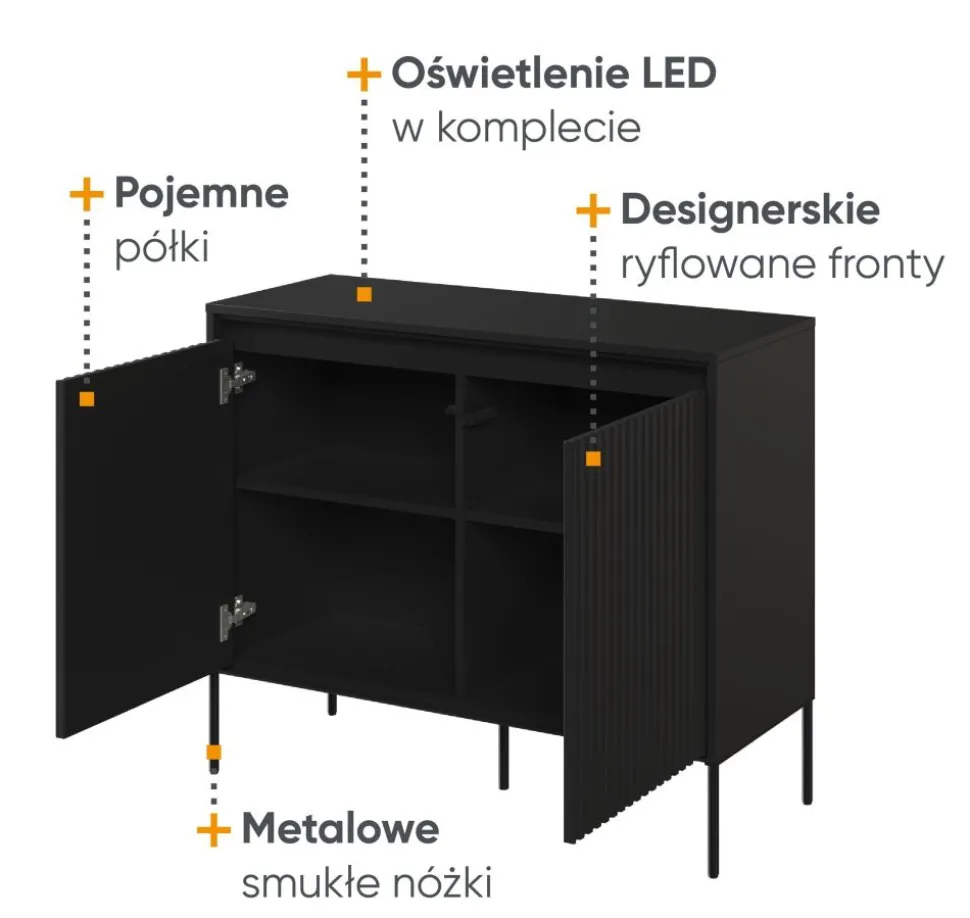 Mała komoda z lamelami Lenart Trend TR-02 czarna