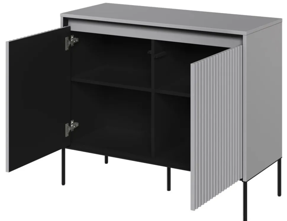 Mała, ryflowana komoda Lenart Trend TR-02 szara
