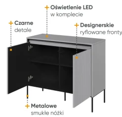 Mała, ryflowana komoda Lenart Trend TR-02 szara