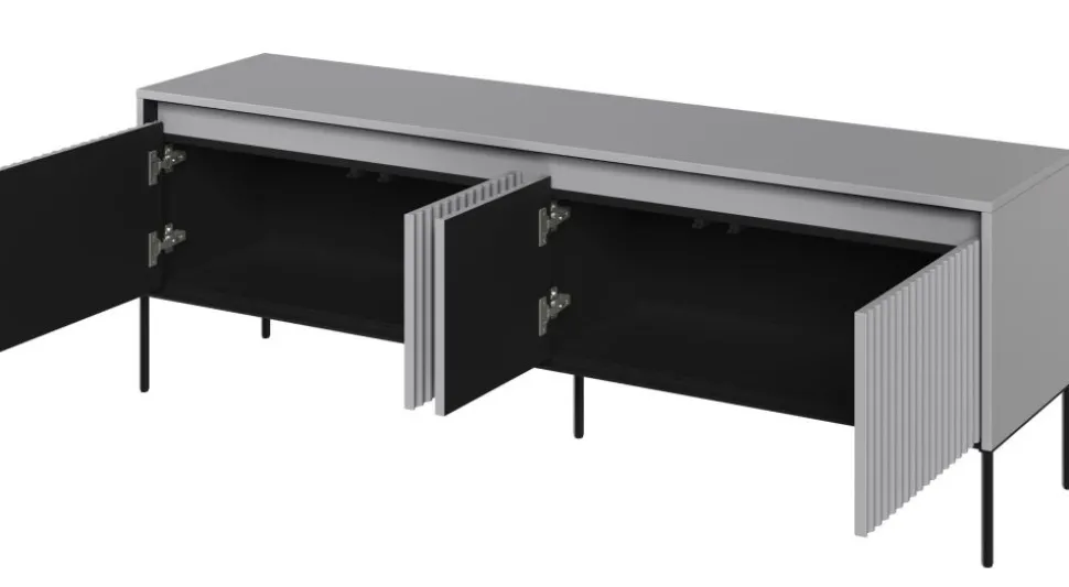 Mała ryflowana szafka RTVLenart Trend TR-05 szara