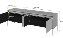 Mała ryflowana szafka RTVLenart Trend TR-05 szara