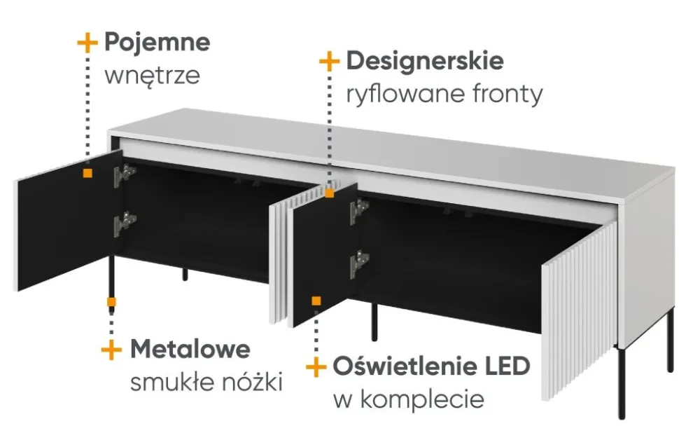 Mała szafka RTV ryflowana Lenart Trend TR-05 biała