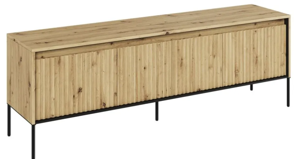 Mała szafka RTV z lamelami Lenart Trend TR-05 dąb artisan