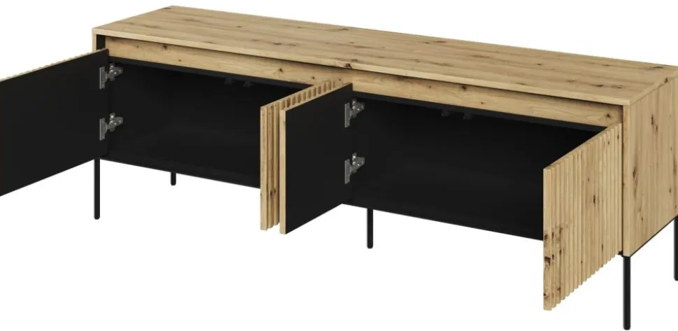 Mała szafka RTV z lamelami Lenart Trend TR-05 dąb artisan