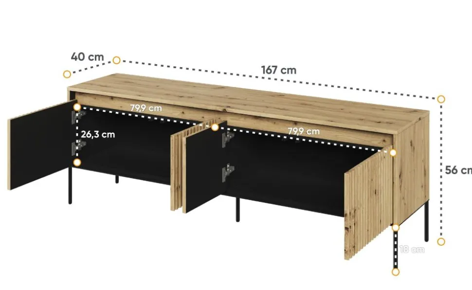 Mała szafka RTV z lamelami Lenart Trend TR-05 dąb artisan