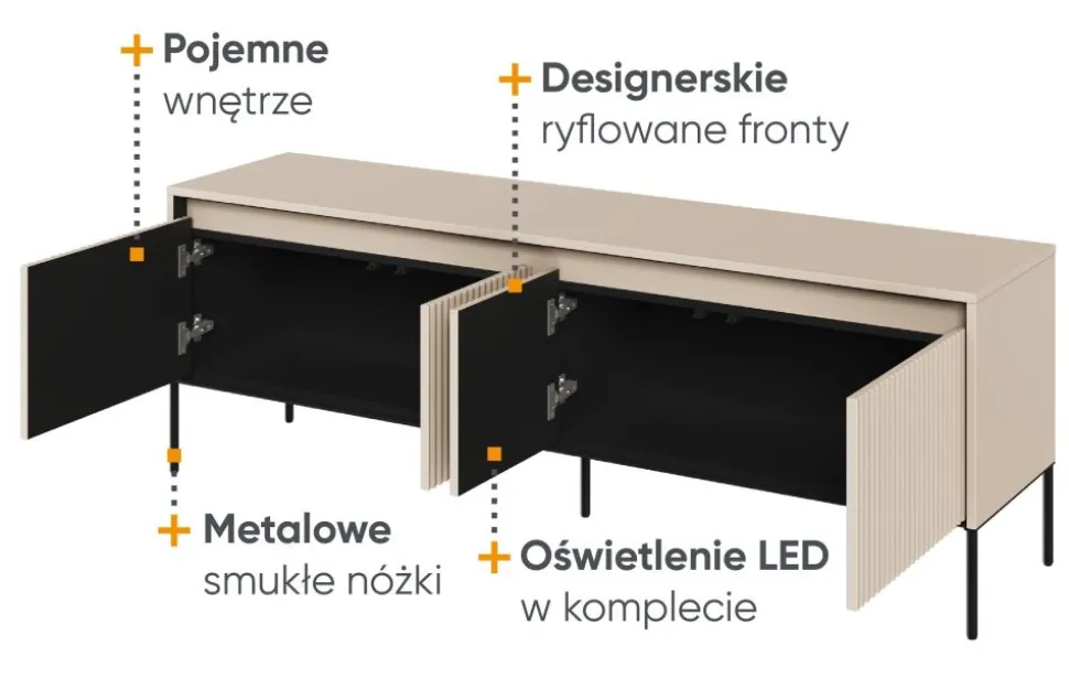 Mała szafka RTV z lamelami Lenart Trend TR-05 beż piaskowy