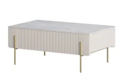 MALMI Ława 100 2SZ - cashmere / crema bianca  / złote nogi